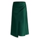 thumbnail image 2 of Gibobby faldas largas de mujer casuales Falda larga plisada de satén de cintura alta para mujer, falda de Color sólido europea y americana, falda de cadera con cola de pez con(Verde, M), 2 of 4