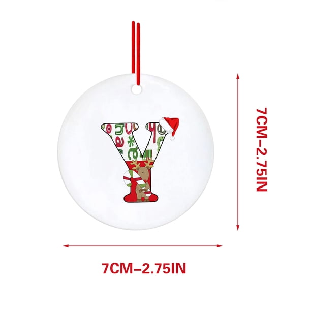 Decoraciones Del Árbol de Navidad con 26 Letras Del Alfabeto, Rojo Acrílico Fawn Colgante Ornamentos para el Hogar, Decoración Personalizada Del Árbol de Navidad para la Temporada de Vacaciones