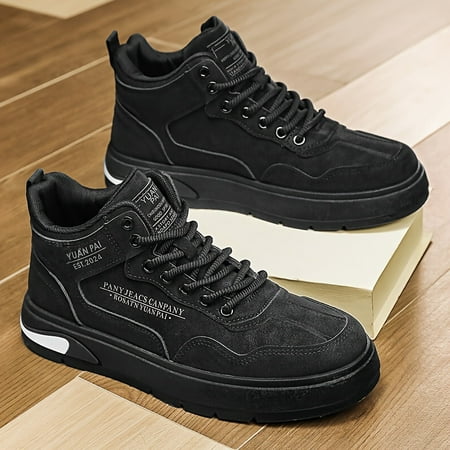 

Men s Classic Trendy Chunky Sole Comfortable Lightweight Mid-Ankle Sneakers 2024 Autumn Versatile Streetwear Sports Casual Shoes Vintage Style PU Fabric Upper PVC Sole Fabric Lining Round Toe