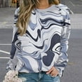thumbnail image 2 of Colorful Marble Pattern Women's Floral Printed Sweatshirt Long Sleeve Crewneck Casual Loose Vintage Graphic Pullover Tops, 2 of 7