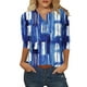 thumbnail image 2 of Fiudx Ofertas Relámpago Blusa Holgada con Estampado de Pascua y Cuello En V Retro de Manga Tres Cuartos a La Moda para Mujer, 2 of 5