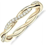 PAVOI 14K Gold Plated Cubic Zirconia Twisted Rope Eternity Band Yellow Gold for Women Size 10