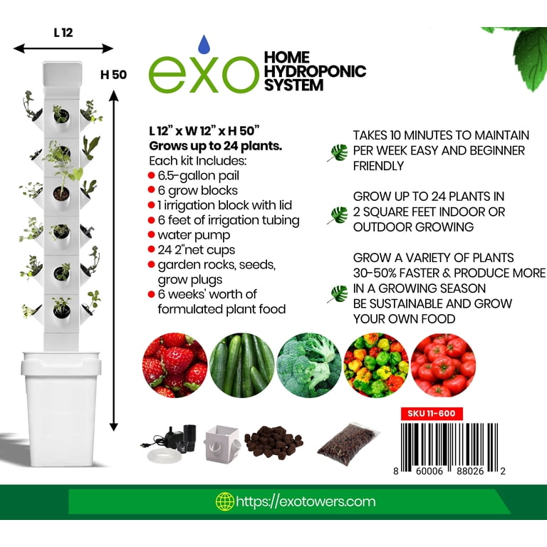EXO Allen Company Garden Hydroponic Vertical Tower, Expandable
