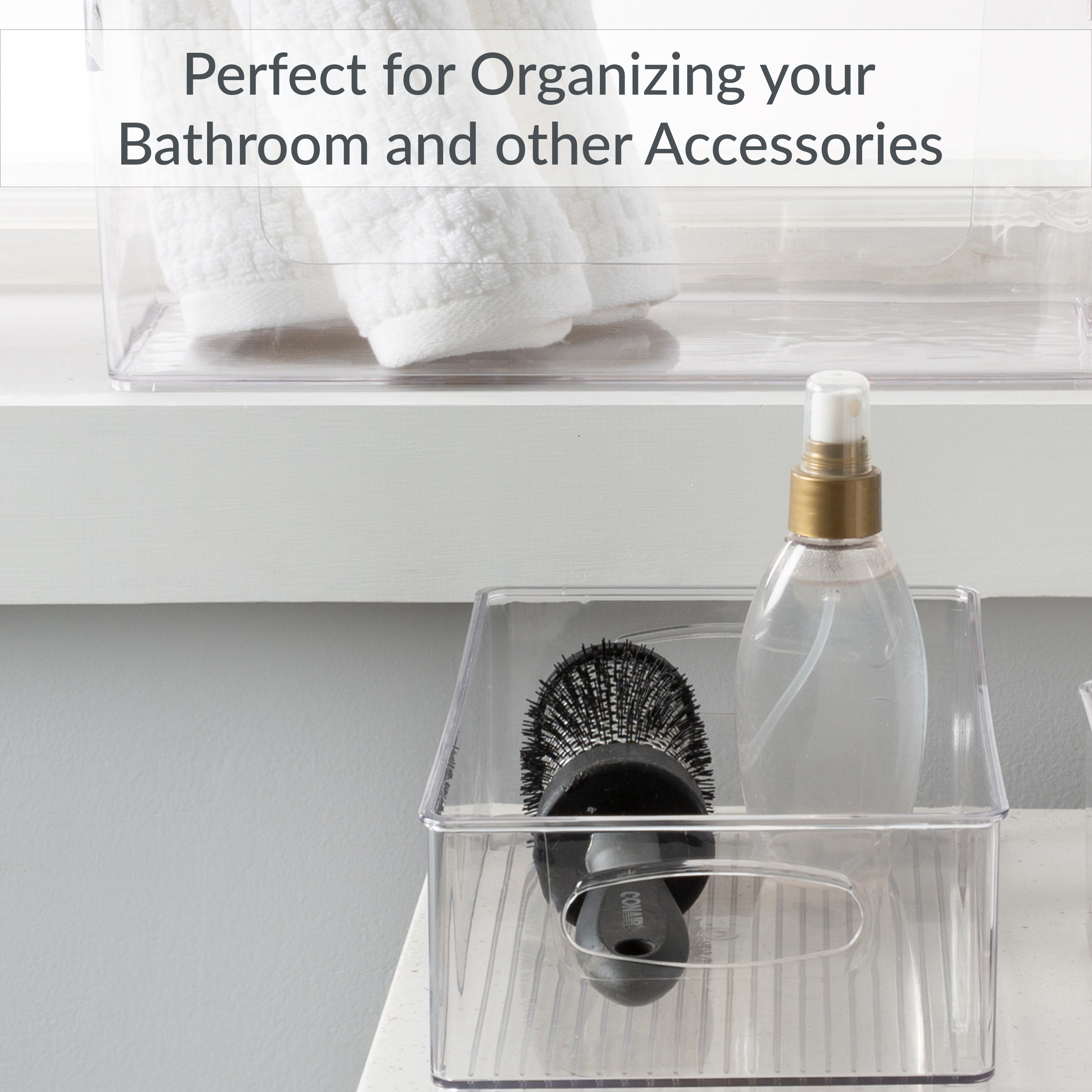 Simplify Medium 10" x 6" Vertical Stripe Cabinet Organizer, Clear