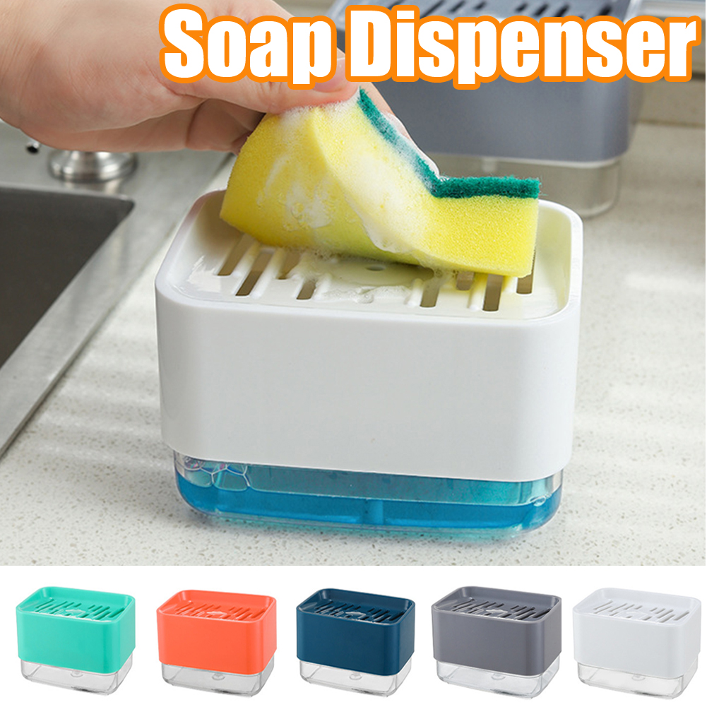 ＫＬＫＣＭＳ Dish Soap Dispenser and Sponge Holder Dish Washing Liquid Dispenser  5 Sponge Reusable Sink Dish Washing Soap Dispenser for Home Restaurant