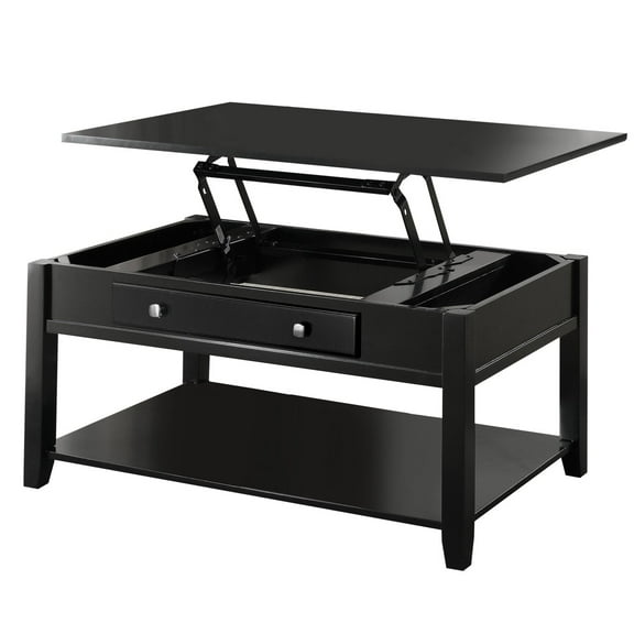 Gzxs Lift Top Coffee Table with Large Hidden Storage and Open Shelf, Lift Tabletop Dining Tables for Living Room, Home Small Space, 40"L x 24"W x 29"H, Black