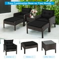 thumbnail image 6 of Costway 5PCS Patio Rattan Wicker Furniture Set Sofa Ottoman Coffee Table Cushioned Black, 6 of 12