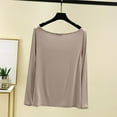 thumbnail image 4 of Womens Modal Cotton Shirts Solid Color Loungewear Long Sleeve Blouses Casual Round Neck TShirt Internal Construction Lightweight Soft Basic Shirt Pullover Top Beige XL, 4 of 5