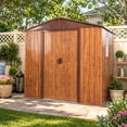 thumbnail image 4 of CarButler 6x6ft Metal Outdoor Storage Shed with Window and Lockable Sliding Doors for Garden Backyard Patio Lawn Coffee, 4 of 9
