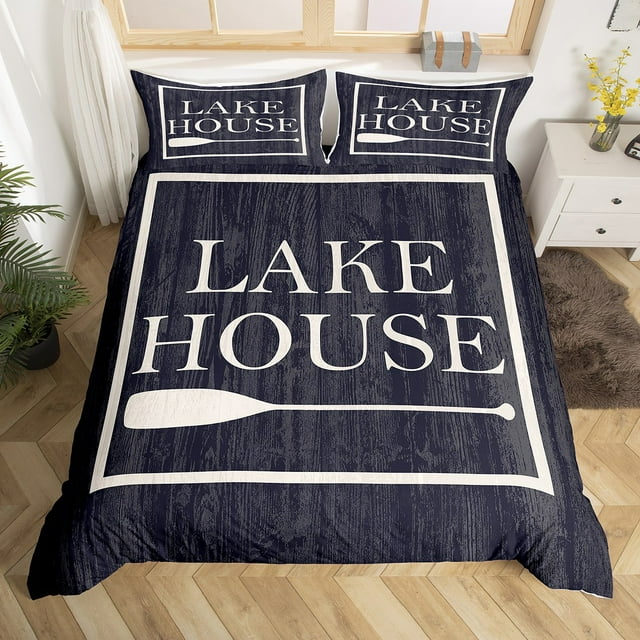 The Lake House Duvet Cover Queen Vintage Paddle Farmhouse Bedding Set