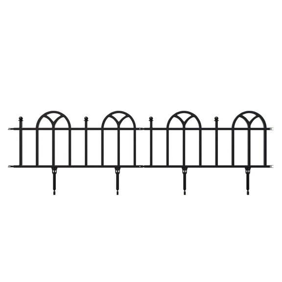 Pure Garden 4-Piece Flower Bed Edging - Interlocking No-Dig Fence (Black)