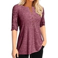 thumbnail image 2 of Sherrylily Women Summer Pleated Button Hollow Sleeve T-Shirt V-Neck Casual Short Sleeve Tops, 2 of 4