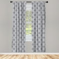 thumbnail image 2 of Ambesonne Floral 4-Panel Curtains, Flowers and Leafy Motifs, 56"x63", Indigo Charcoal Grey, 2 of 4