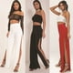 thumbnail image 4 of Pantalones de pierna recta con abertura lateral para mujer, pantalones sexys con pierna abierta para mujer, 4 of 6