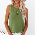 thumbnail image 6 of Timegard Tank Top for Women Square Neck Sleeveless Knit Hollow out Fringe Tassels Tee Summer Fashion, 6 of 8