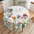 thumbnail image 3 of Spring Flowers Round Tablecloth 60 inches Pink Yellow Orange Flowers Farm Floral Idyllic Waterproof Oil-Proof Table Cloth Round Table Cover for Holiday Party Picnic Dinner Decor Indoor Outdoor Use, 3 of 9