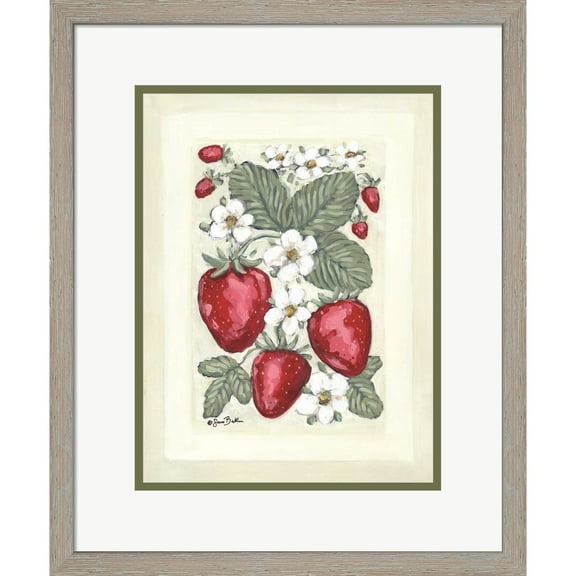 Great Art Now Sweet Summer Strawberries II by Sara Baker, Framed Wall Art, 14.5W x 17.5H