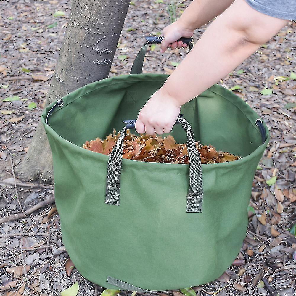 Collapsible Canvas Reusable Gardening Hash Bag,Water Resistant Garden Yard Leaf Waste Bag with Handles Storage Bag,Green Siunwdiy Waste Bag 