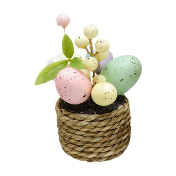 Sktrjpolfis Easter Eggs Mini Potted Ornament Foam Spring Decor Pot for Holiday Home Office Desktop Decor