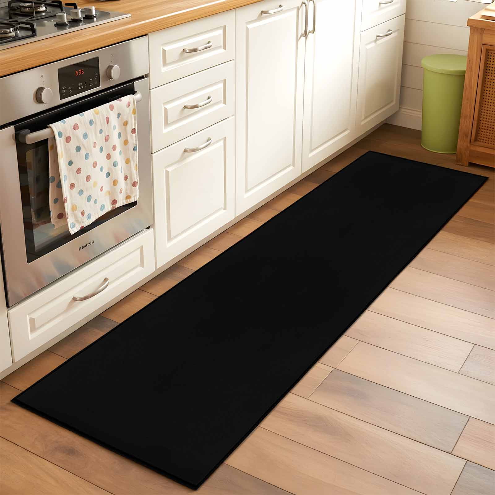 Hallway Runner Rug 2'x6', Black Long Non-slip Runner Rugs, Pure Black Washable Outdoor Indoor Throw Floor Carpet Mat for Living Room/Bedroom/Kitchen/Office/Laundry