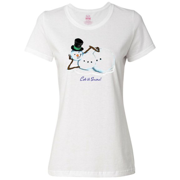 Inktastic Let It Snow Sassy Snowman in Top Hat Women's T-Shirt