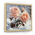 thumbnail image 2 of Designart "Winter Coral Rose Allure" Roses Floater Framed Wall Art Living Room, 2 of 5