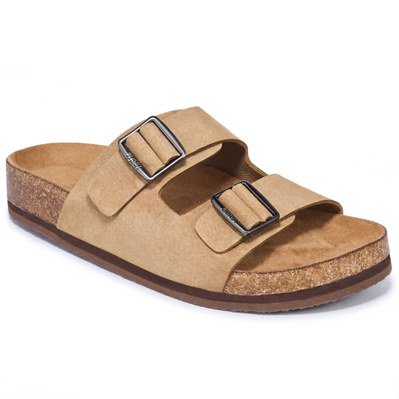SMILIN Women's Adjustable Buckle Suede/Leather Clog Sandals, Arch Support water-resistant Slides for Daily Wear, Suede Chestnut Size 8