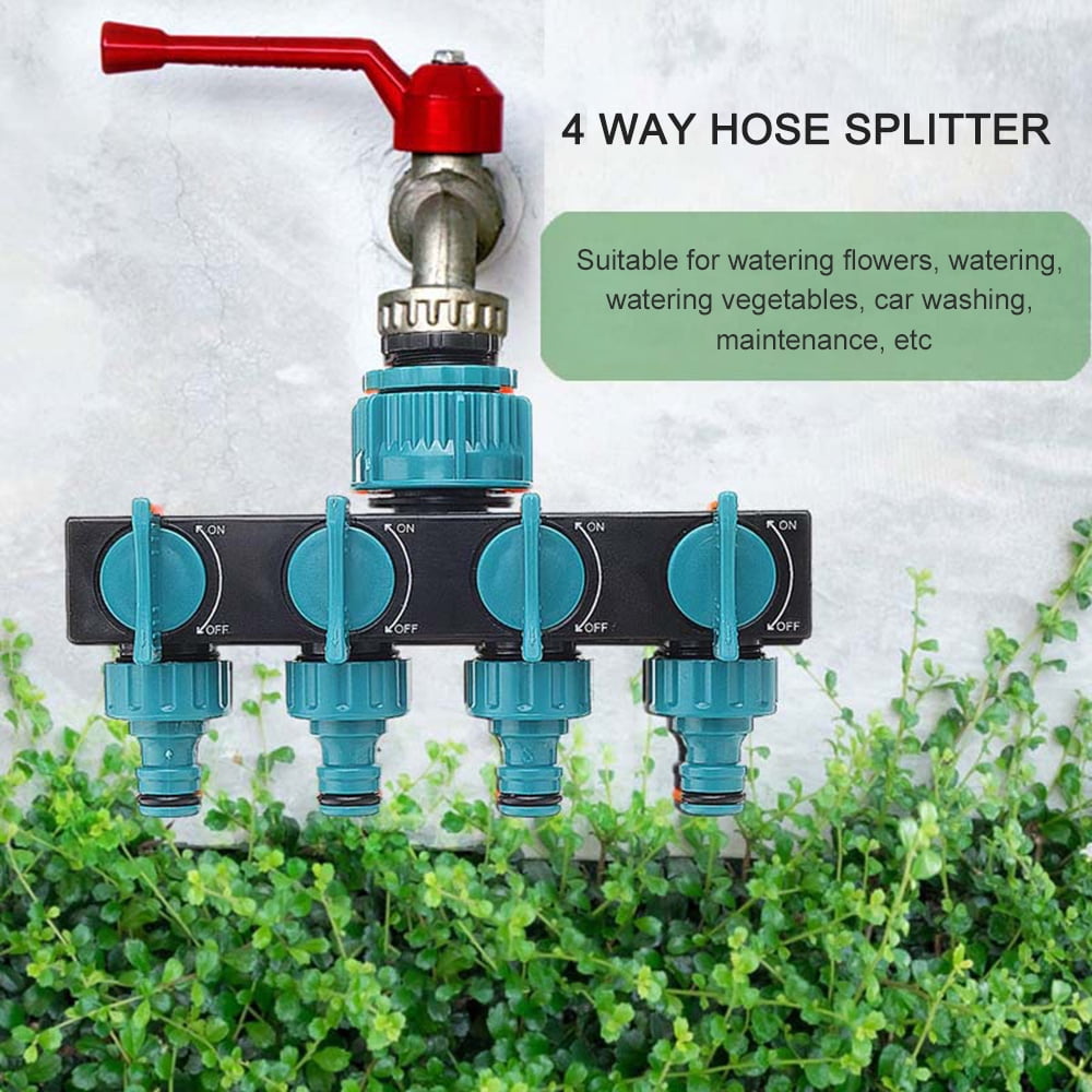 4 Way Hose Splitter Garden Faucet Irrigation Adapter Water Tap Connector 