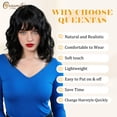 thumbnail image 6 of Creamily 14"Black Wig for Women Short Wavy Curly Bob Wigs with Bangs Natural Black Hair Wigs Heat Resistant Synthetic Wigs, 6 of 9