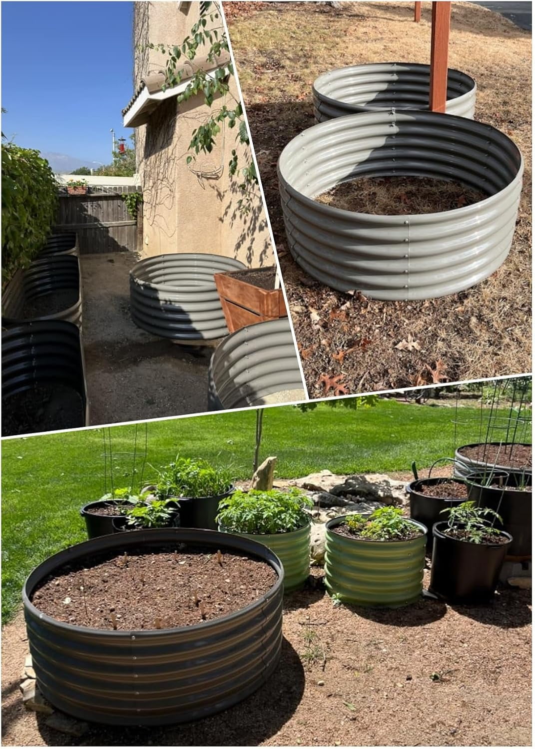 ANLEOLIFE 2-Pack 4ft x 18” Tall Galvanized Raised Garden Beds Outdoor, Round Metal Planter Box for Planting Vegetables Flowers Herb, Anti-Rust, Quartz Grey