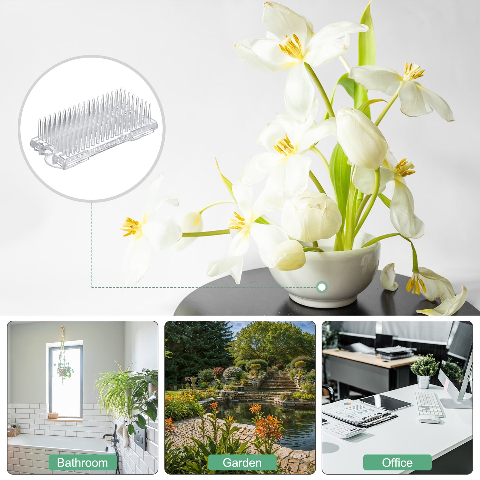 Uxcell 6 Pcs Flower Frog 2.76" x 1.18" Rectangular Plastic Flower Pins Floral Frog