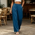 thumbnail image 7 of TEAJOPSUU Womens Suit Wide Leg Palazzo Pants with Pockets High Waist Single Button Pleated Trousers Business Casual Work Office Wear Blue, 7 of 7