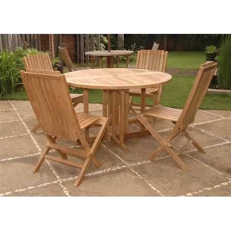 Unfinished Bahama Round Folding Table w 4 Comfort Folding Chairs