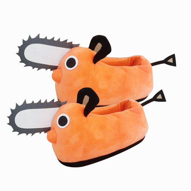 Motosierra Hombre Pochita Zapatilla de Felpa Pochita Peluche Chainsawman Shoes Anime Happy Orange Dog Peluche de juguete Kawaii Plushie regalo xuanjing unisex