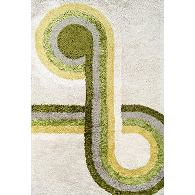 Novogratz Retro Collection Bullseye Shag Area Rug, 2` X 3`, Green