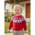 thumbnail image 4 of BemeyourBBs Toddler Baby Girl Boy Patriotic American Flag Sweater 4th of July Outfits Crewneck Long Sleeve Stars Pullover Warm Knit Sweaters Tops Spring Fall Winter Clothes, 4 of 9