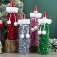 thumbnail image 4 of Christmas Decorations European American Sequined Wine Bottle Bags Plush Wine Cases Gift Bags Hotel Table Decor, Gray Color, 4 of 4