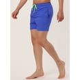 thumbnail image 2 of Shorts de baño de cintucon cordón de forro de malde color sólido de plade verano pahombre Azul 36, 2 of 6