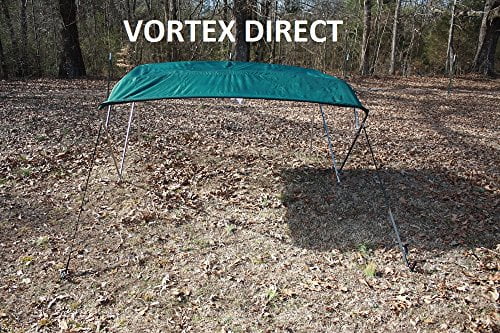 DARK GREEN (ACRYLIC) VORTEX STAINLESS STEEL FRAME 4 BOW PONTOON DECK BOAT BIMINI TOP 10' LONG, 91-96" WIDE (FAST... by VORTEX DIRECT