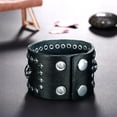 thumbnail image 6 of Leather Bracelet Handmade Black 8 Inches 48MM Button Clasp L512, 6 of 7