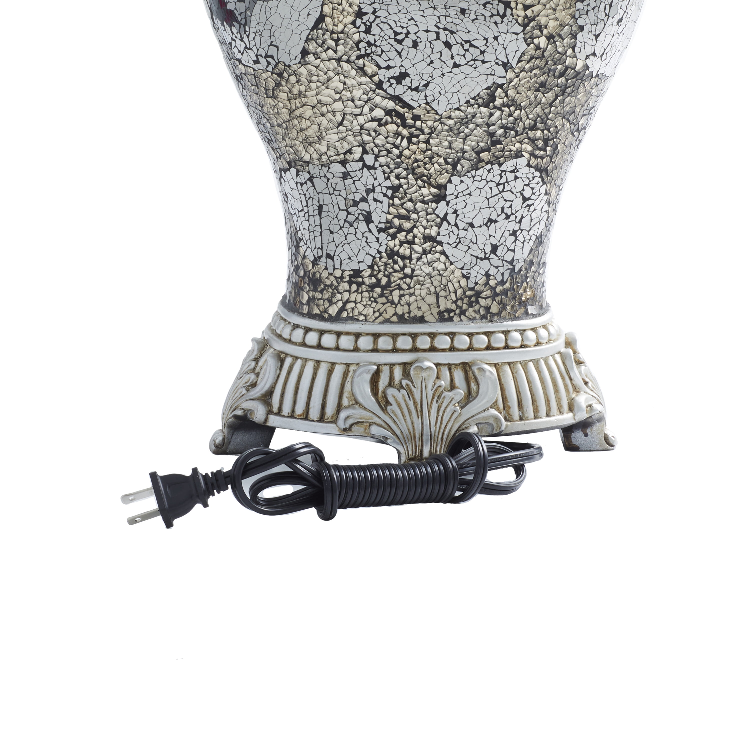 DecMode 30" Silver Table Lamp with Black Fabric Shade