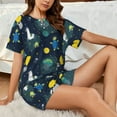 thumbnail image 6 of Kdxio Space and Animals Print Pajamas Sets for Women Short-Sleeved Pjs with Lounge Shorts Two Piece Sleepwear S-4XL, 6 of 8