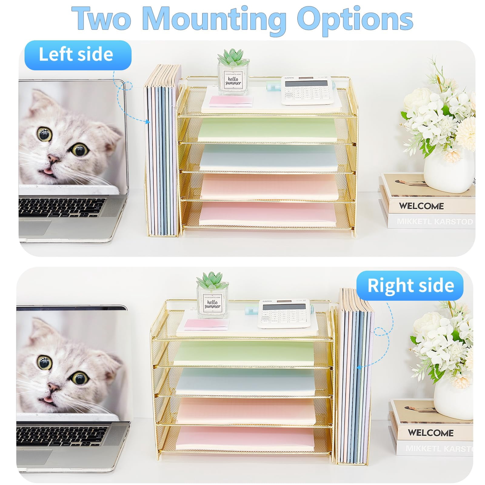 Desk Organizer  5-tier Paper Letter Tray With Magazine Holder Office Accessories & Workspace Organizers Desktop File For Supplies Storage