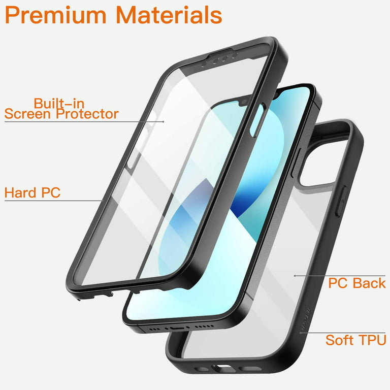 JETech Case for iPhone XR 6.1-Inch with Built-in Anti-Scratch Screen  Protector, 360 Degree Full Body Rugged Phone Cover Clear-Back (Black)