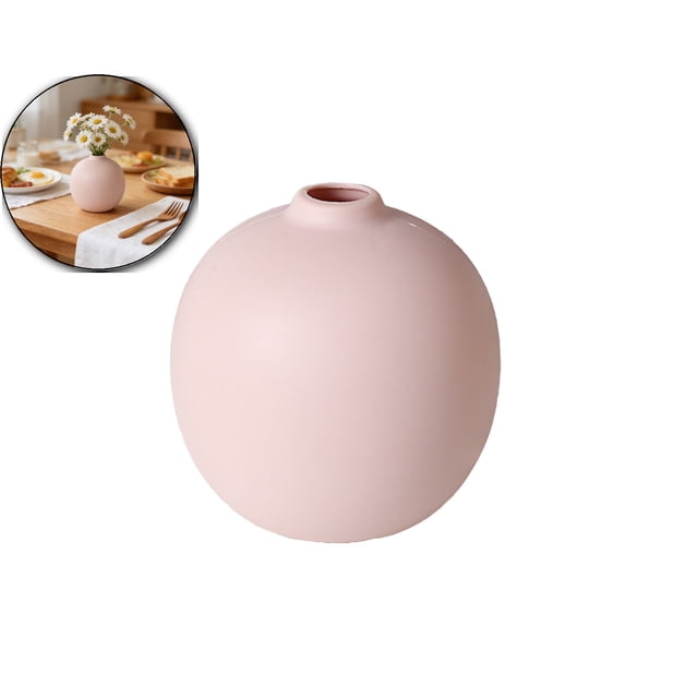 Round Vase – 3.86" Modern Plastic Planter for Tabletop, Shelf & Office Decor – Lightweight, Shatterproof & Easy-Clean Centerpiece