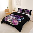 thumbnail image 2 of Homewish Purple Pink Dragon Bedding,Cute Wildlife Duvet Cover Full,Floral Books Decor,Black Reversible,3-Piece,1 Duvet Cover and 2 Pillowcases, 2 of 6