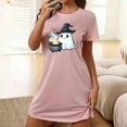 thumbnail image 2 of Tnhcen Halloween Party Essential Plus Size Cartoon Print Short Sleeve Sleep Dress Round Neck Soft Polyester Spandex S-2XL for Stylish Comfort, 2 of 5