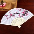 thumbnail image 2 of PVCS Japanese Handmade Landscape Silk Folding Fan Flower Pattern Dance Wedding Party Lace Hand Held, 2 of 3