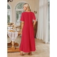 thumbnail image 4 of Merokeety Womens Summer Crewneck Maxi Dress Red M, 4 of 5