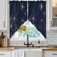 thumbnail image 6 of Navy Blue Swag Valances for Windows, Kitchen Curtains 36 Inch Length 2 Panels Set, Spring Flora Short Curtains for Small Windows Rod Pocket Cafe Curtains Drapes 28"x36", 6 of 8